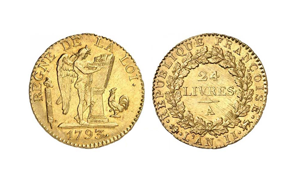 France, Revolutionary Period, 24 Livres 1793, Paris, conventional type