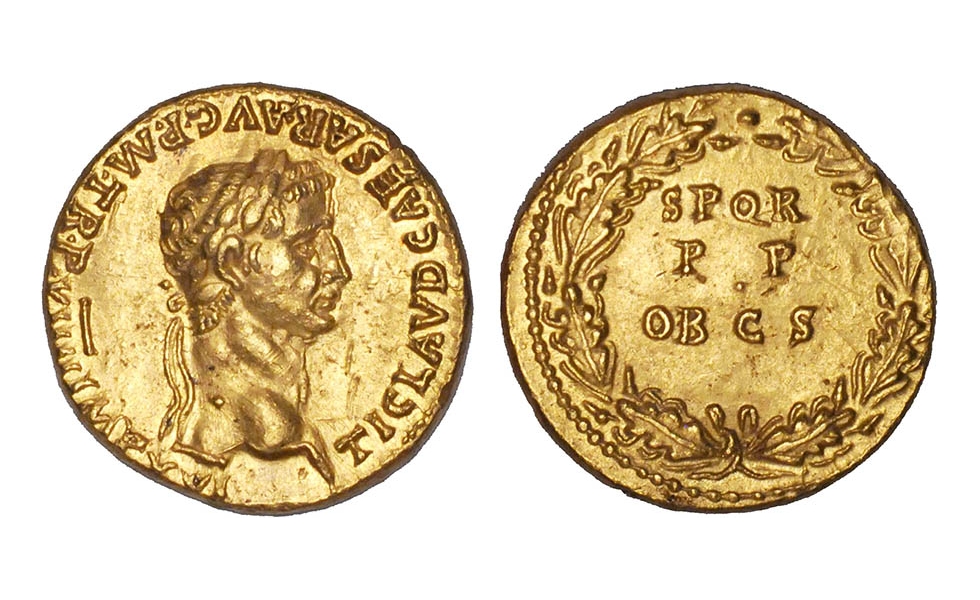 Roman Empire, Claudius, 41-54, Aureus, Lugdunum