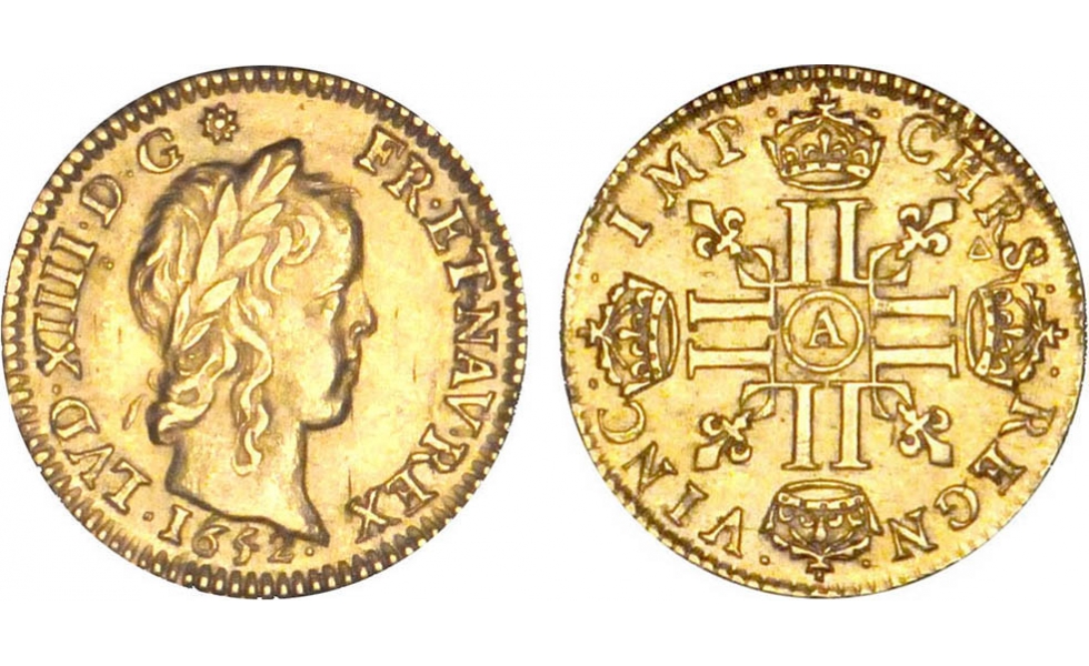 Kingdom of France, Louis XIV the Great, 1643-1715, 1/2 Louis d'or 1652, Paris