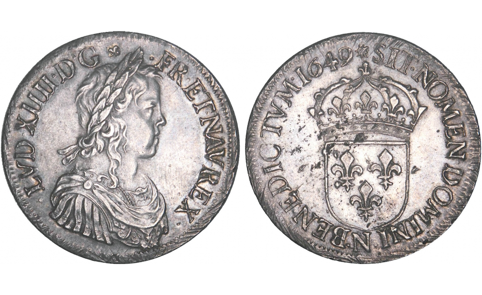 Kingdom of France, Louis XIV the Great, 1643-1715, Ecu 1649, Montpellier