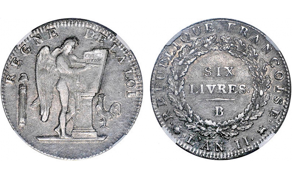 France, Revolutionary Period, Ecu for 6 Livres nd, Rouen