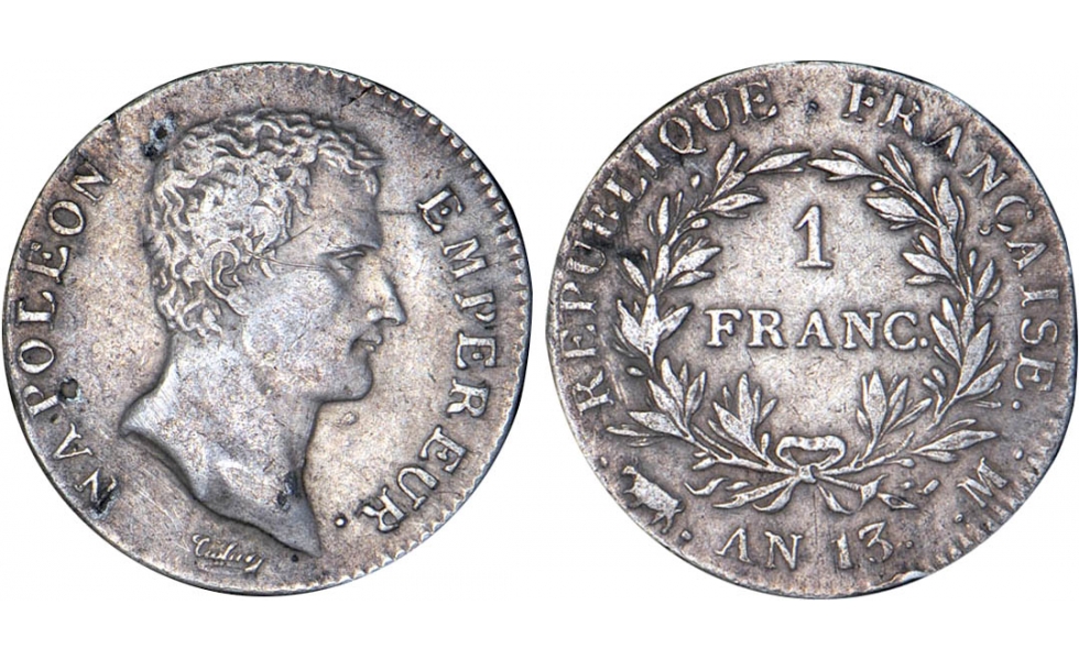France, Napoleon Bonaparte, Emperor, 1804-1814, 1 Franc AN13, Toulouse