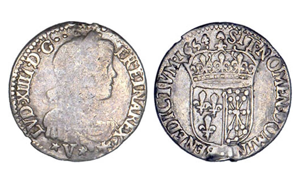 Kingdom of France, Louis XIV the Great, 1643-1715, 1/12 Ecu 1654, Saint-Palais, very rare