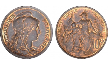 France, Decime, final trial strike in Bronze by Dupuis
