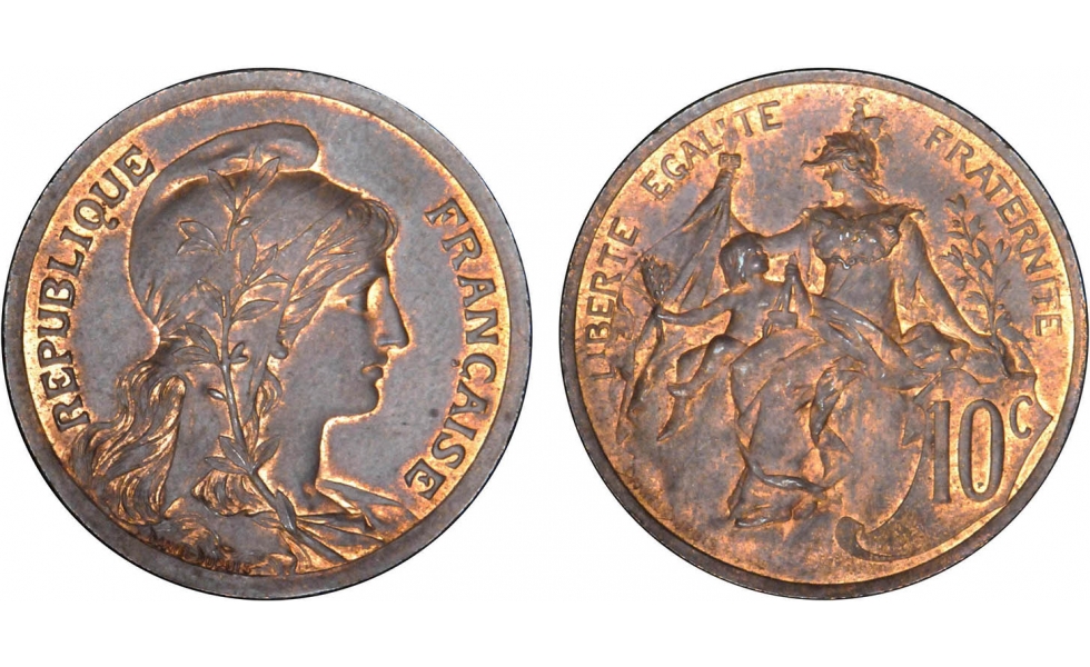 France, Decime, final trial strike in Bronze by Dupuis