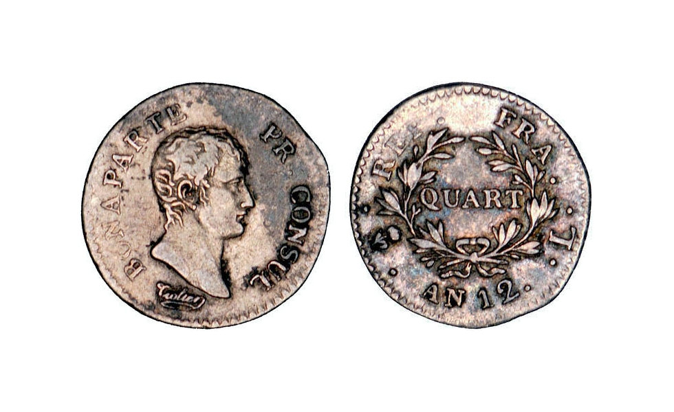 France, Napoleon Bonaparte, first Consul, 1/4 Franc AN12, Bayonne, rare