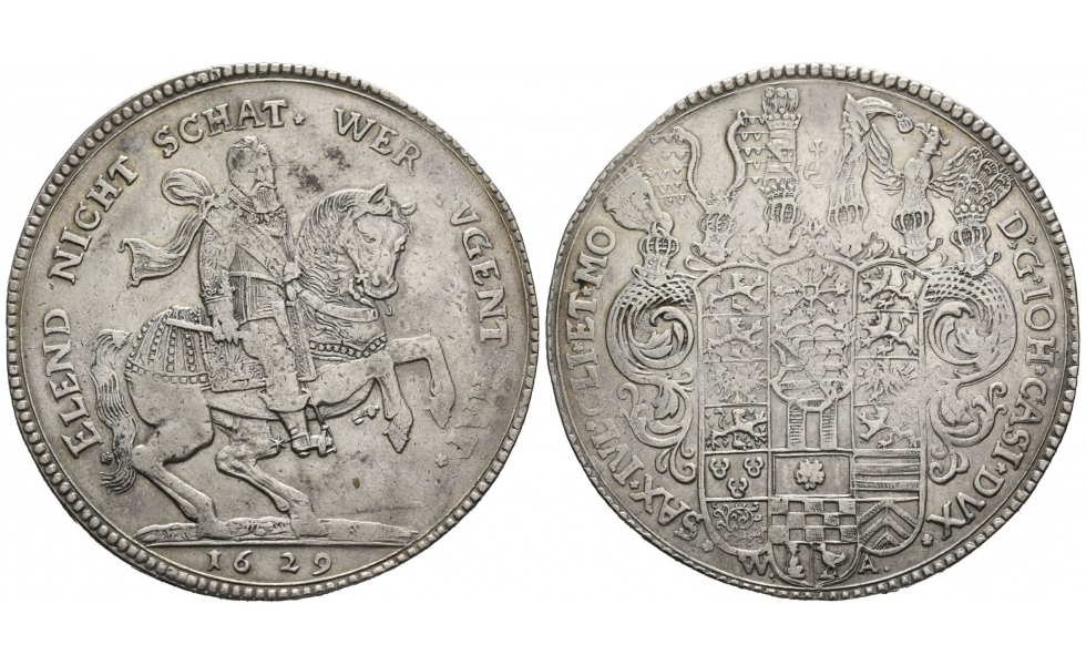 Sachsen-Coburg-Eisenach, Johann Casimir (1624-1633), Breiter, doppelter Reichstaler, 1629